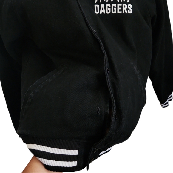 Sketchy Tank x Swallows & Daggers Varsity Jacket extremely Rare Exclusive Black - Picture 6 of 12
